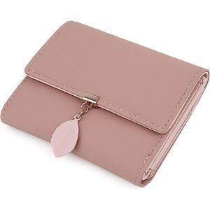 Women Cute Zipper Coin Purse Leaf Pendant Card Holder Phone Checkbook Organizer